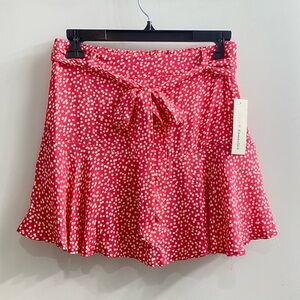 NWT URBAN Romantics Small Pink & White Ruffle Belted Mini Skirt Skort